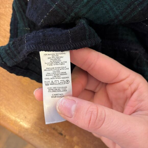 Loft Size Medium Dark Green Plaid Tartan Ruffle Peplum Preppy Peasant Blouse - Picture 8 of 8